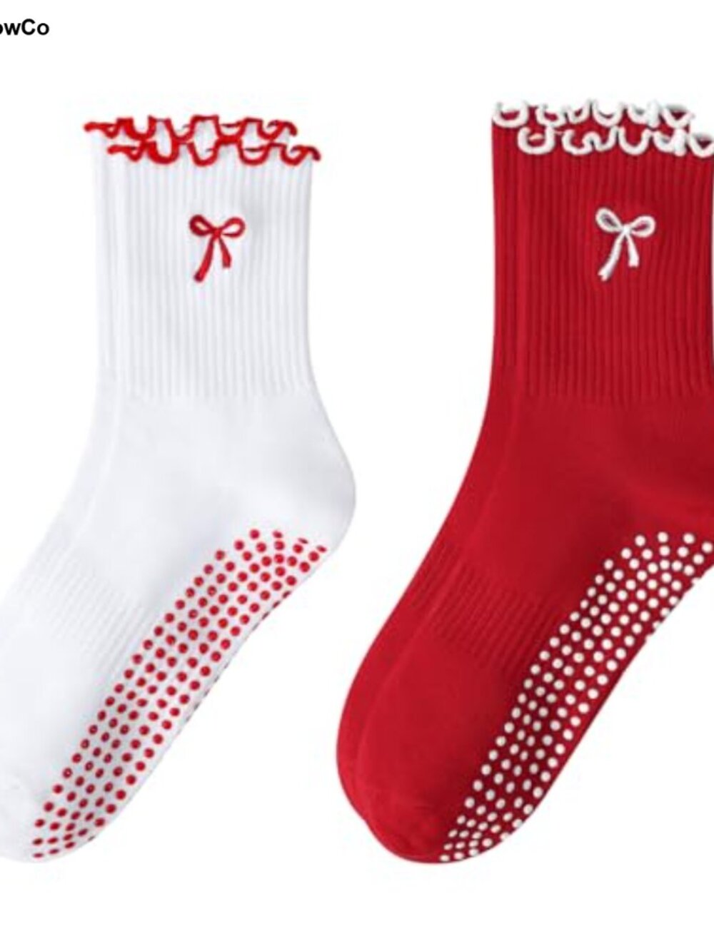Women's Pilates Yoga Grip Socks Non Slip Ruffle Bow Design